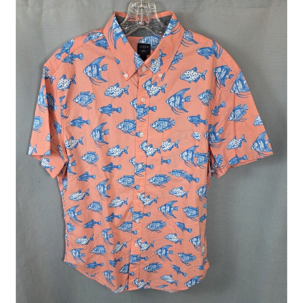 J.Crew‎ AOP Shirt Mens Medium Sea Fish Carp Koi